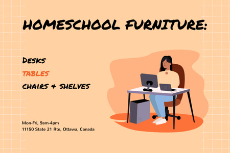 Nabídka nábytku pro domácí studovnu na Peach Label Šablona návrhu