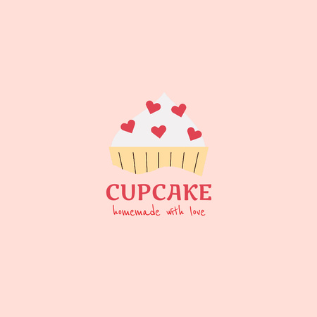 Bakery Shop Emblem with Cupcake Logo Design Template