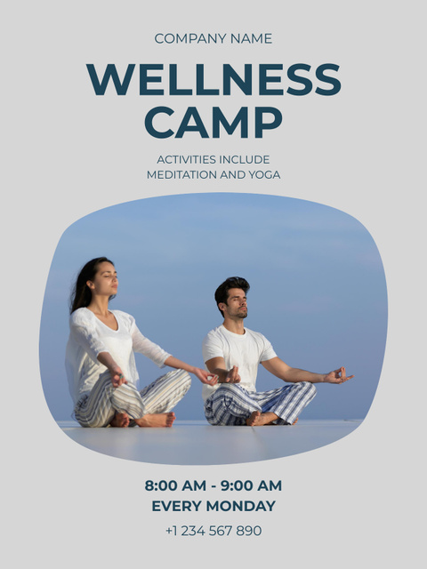 Yoga and Wellness Camp Outdoors Poster USデザインテンプレート