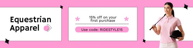 Designvorlage Discounted Riding Outfits Offer für Twitter