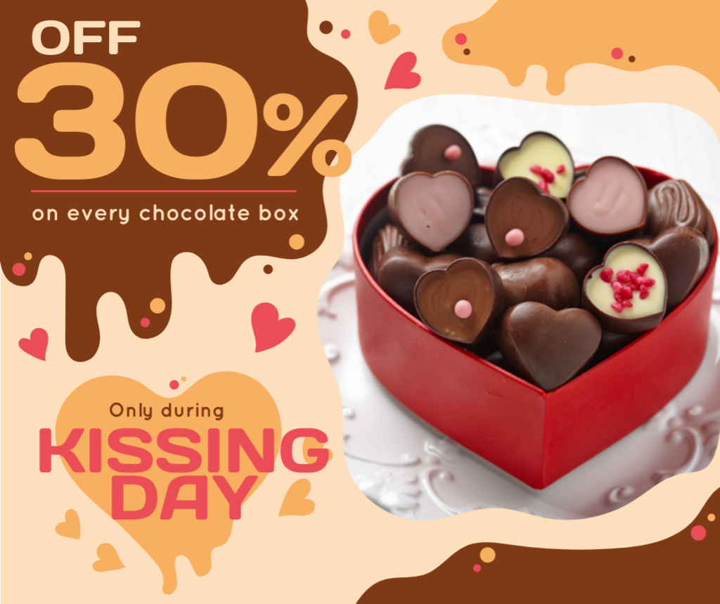 Kissing Day Present Box with Chocolates Facebook Tasarım Şablonu