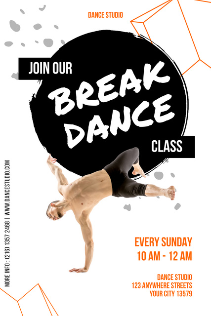 Ad of Break Dance Classes with Tutor Pinterest Tasarım Şablonu