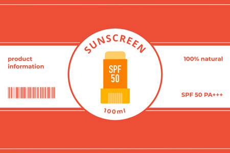 オレンジ色の天然日焼け止め製品の提供 Labelデザインテンプレート