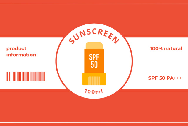 Natural Sunscreen Product Offer In Orange Label Design Template