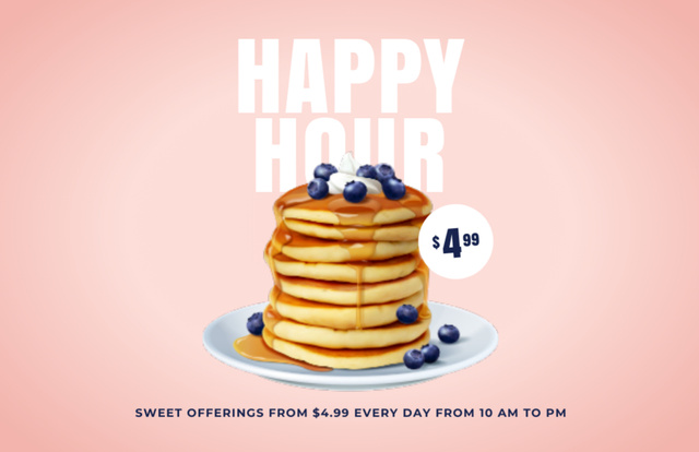 Discount on Pancakes with Blueberries Flyer 5.5x8.5in Horizontal Tasarım Şablonu