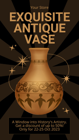 Antique Vase Offer In Store In Brown Instagram Story Design Template