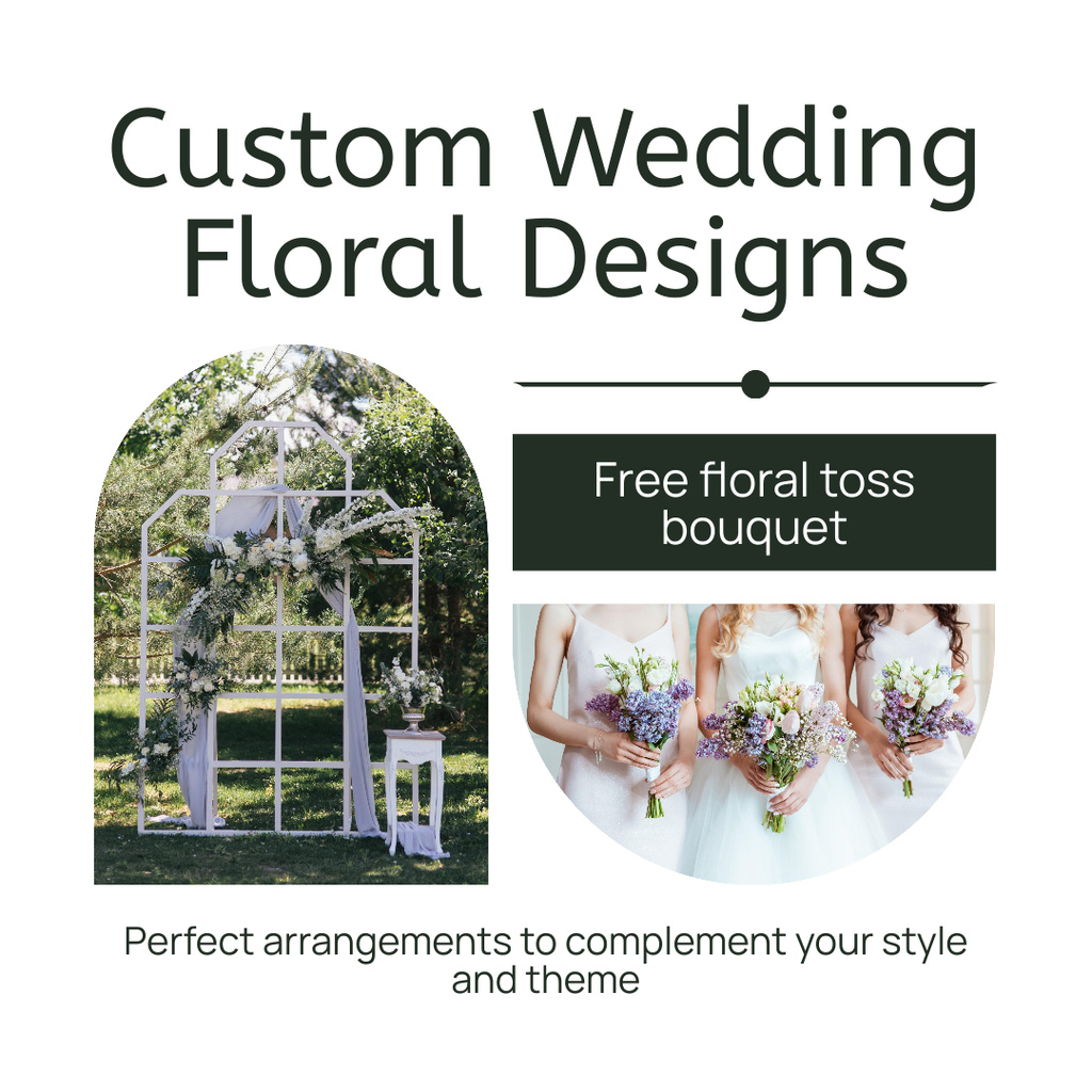 Custom Wedding Floral Design and Fresh Bouquets Instagram Tasarım Şablonu
