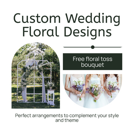 Özel Düğün Çiçek Tasarımı ve Taze Buketler Instagram Tasarım Şablonu