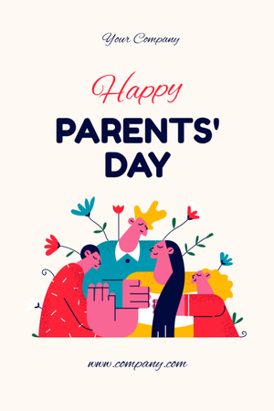 Happy Parents' Day Postcard 4x6in Vertical Design Template