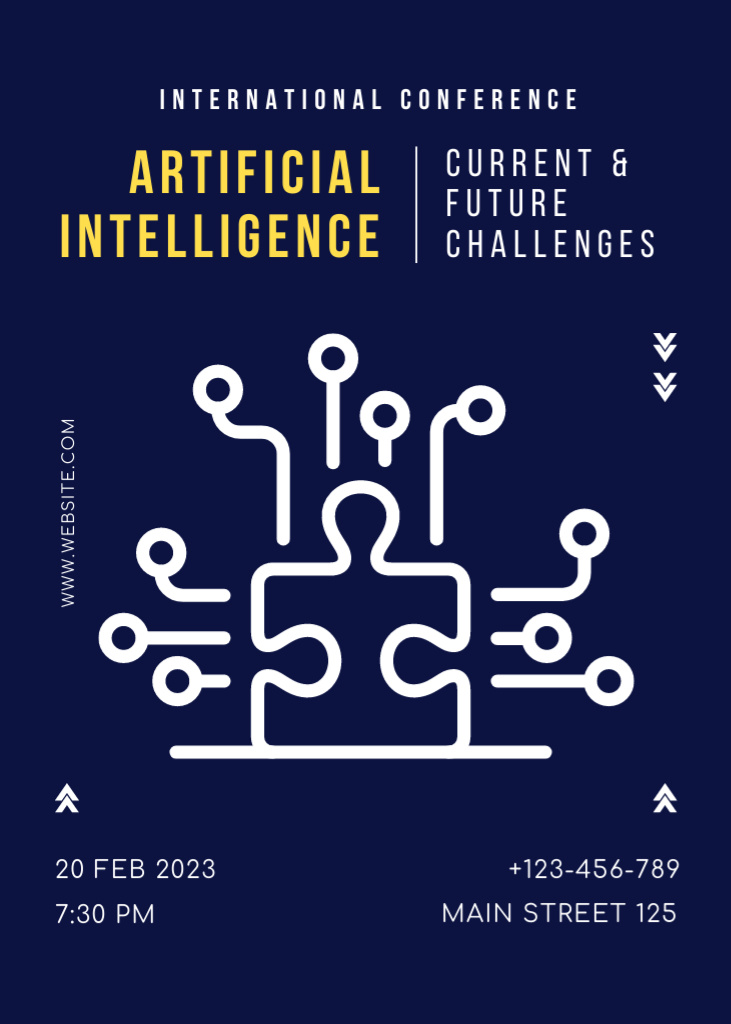 International Event Announcement About Artificial Intelligence Invitation Πρότυπο σχεδίασης
