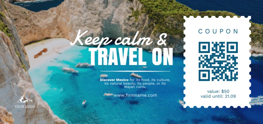 Template di design Deluxe Travel Tour Offer To Islands Coupon Din Large
