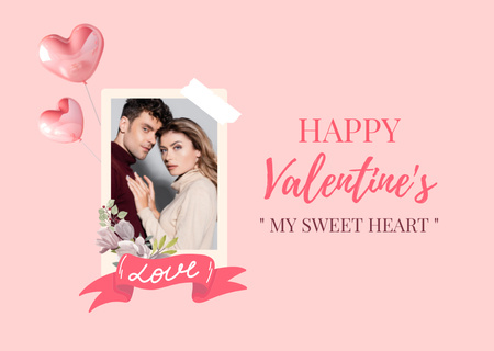 Happy Valentine Greeting with Cute Couple Card Design Template