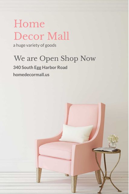 Plantilla de diseño de Furniture Shop Ad Pink Cozy Armchair Tumblr 