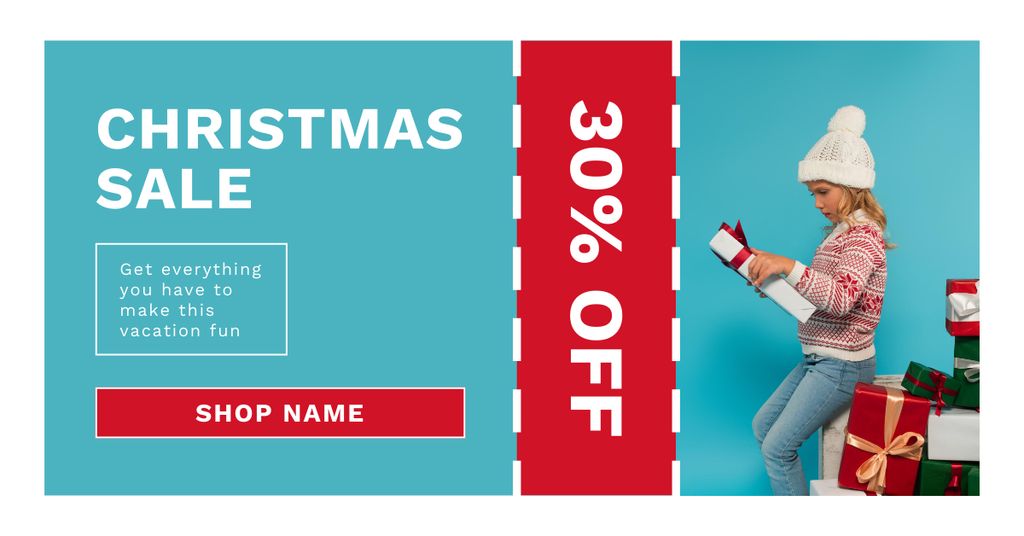 Designvorlage Goods and Presents for Kids Christmas Sale für Facebook AD
