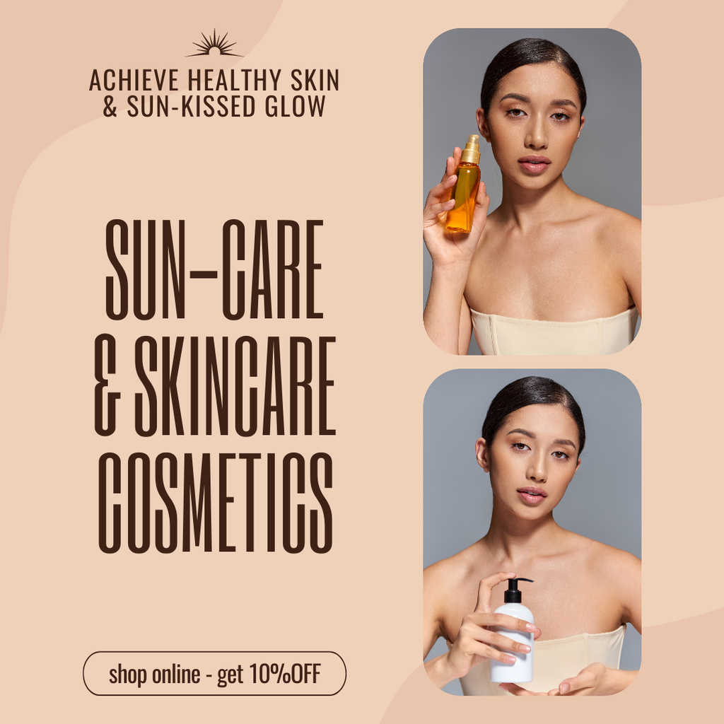 Sun-Care and Skincare Cosmetics Offer Instagram Design Template