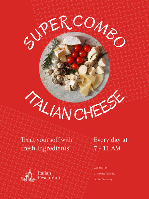 Designvorlage Restaurant Offer of Italian Cheese für Poster 36x48in