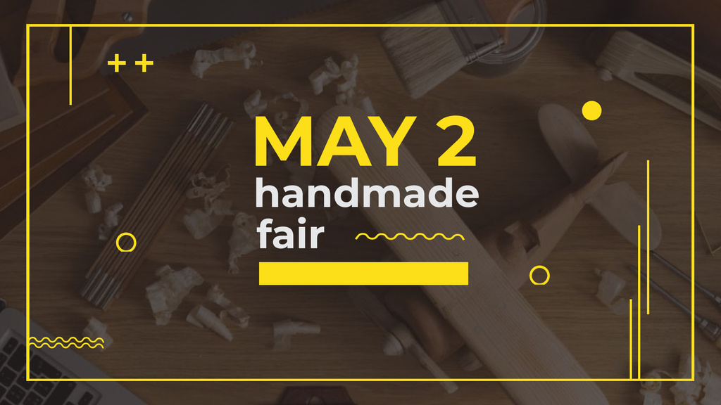 Handmade Fair Announcement with Wooden Toy Plane FB event cover tervezősablon