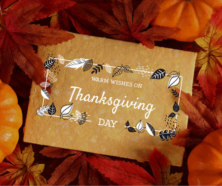 Autumn leaves and pumpkins for Thanksgiving Facebook Design Template