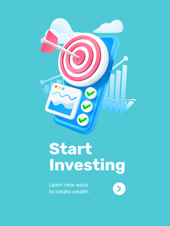 Template di design Annuncio di investimento target finanziario con grafici Poster 36x48in