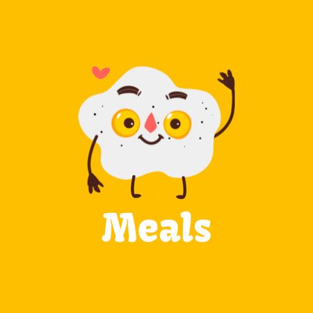 School Food Ad with Cute Fried Egg Character Animated Logo Design Template