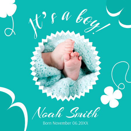 Newly Born Birthday Congrats With Floral Pattern Animated Post Design Template