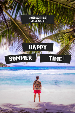 Summer Time Travel to Tropical Paradise Postcard 4x6in Vertical tervezősablon