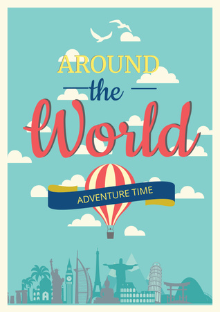 Around the world adventure Poster – шаблон для дизайну