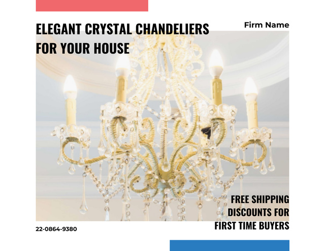 Plantilla de diseño de Premium Crystal Chandeliers For Home Offer With Delivery Flyer 8.5x11in Horizontal 