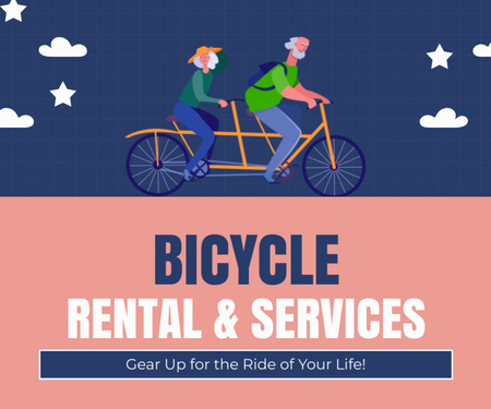 Kerékpárkölcsönzés és kerékpárszolgáltatás Medium Rectangle tervezősablon