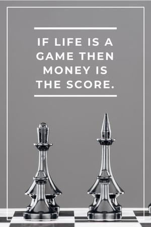 Business Quote with Chess on Board Pinterest Design Template