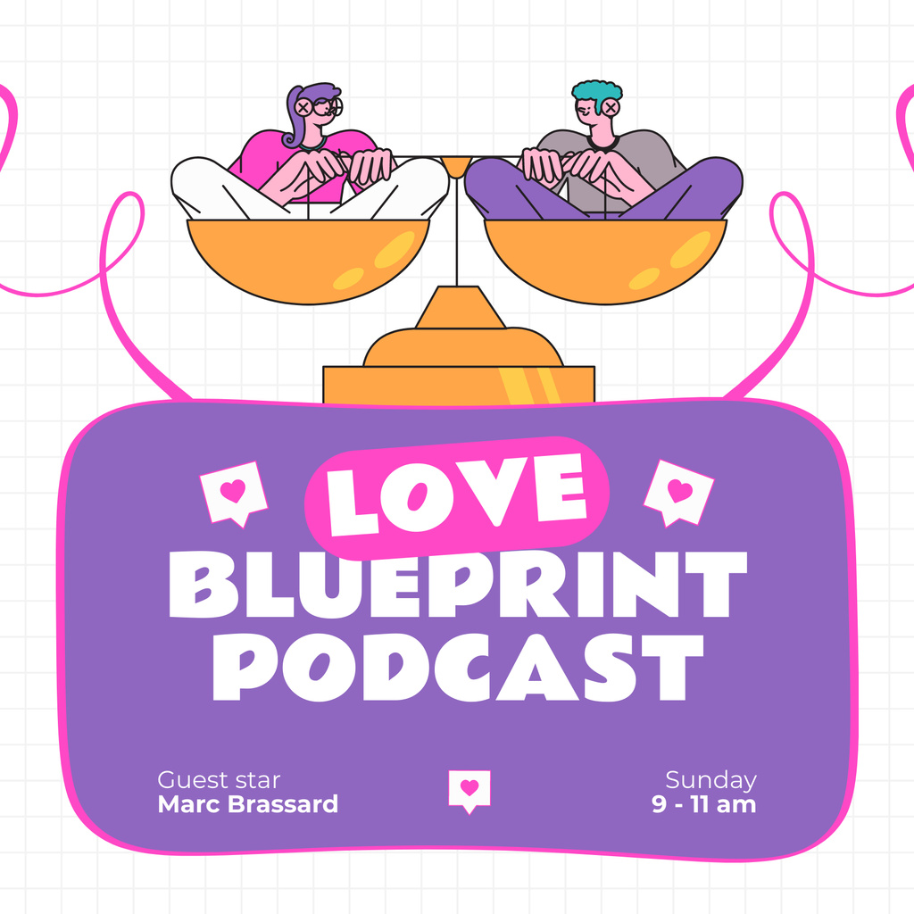 Plantilla de diseño de Announcement about Talking about Love and Relationships Podcast Cover 