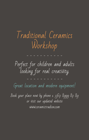 Traditional Ceramics Workshop promotion Invitation 4.6x7.2in Design Template