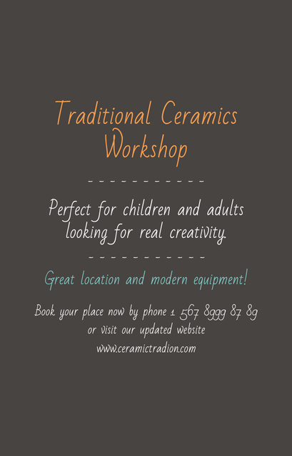 Traditional Ceramics Workshop Promotion Invitation 4.6x7.2in Design Template