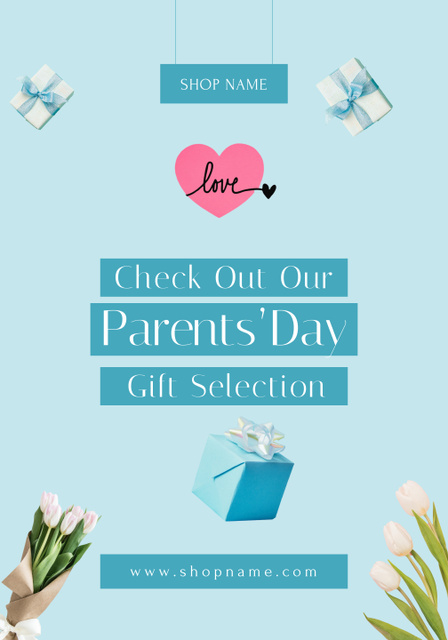 Gift Card for Health Check for Parents' Day in Blue Poster 28x40in Design Template