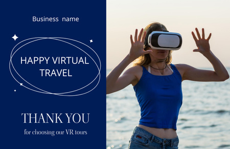 Plantilla de diseño de Woman in Virtual Reality Glasses Thank You Card 5.5x8.5in 