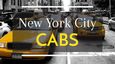 Plantilla de diseño de Taxi Cars en la ciudad de Nueva York Title 1680x945px 