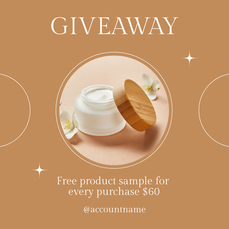 Skincare Product Giveaway Ad with Cream in Beige Instagram Design Template