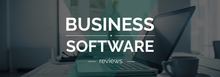 Business Software Review Man Typing on Laptop Tumblr Design Template