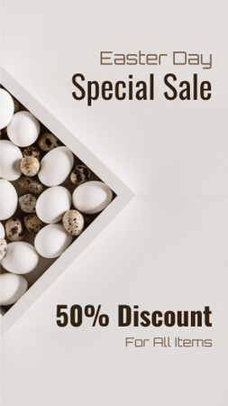 Easter Holiday Special Sale on Grey Background Instagram Story Design Template