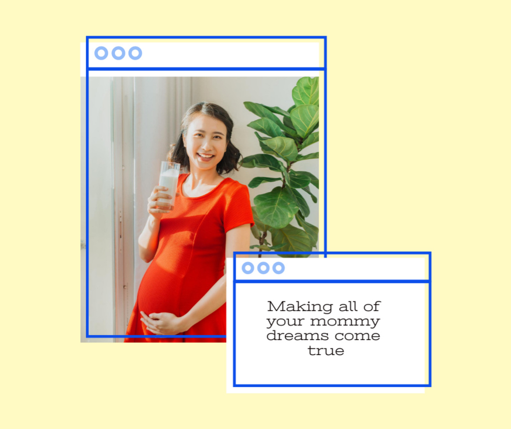 Happy Pregnant Woman in Red Dress Facebookデザインテンプレート