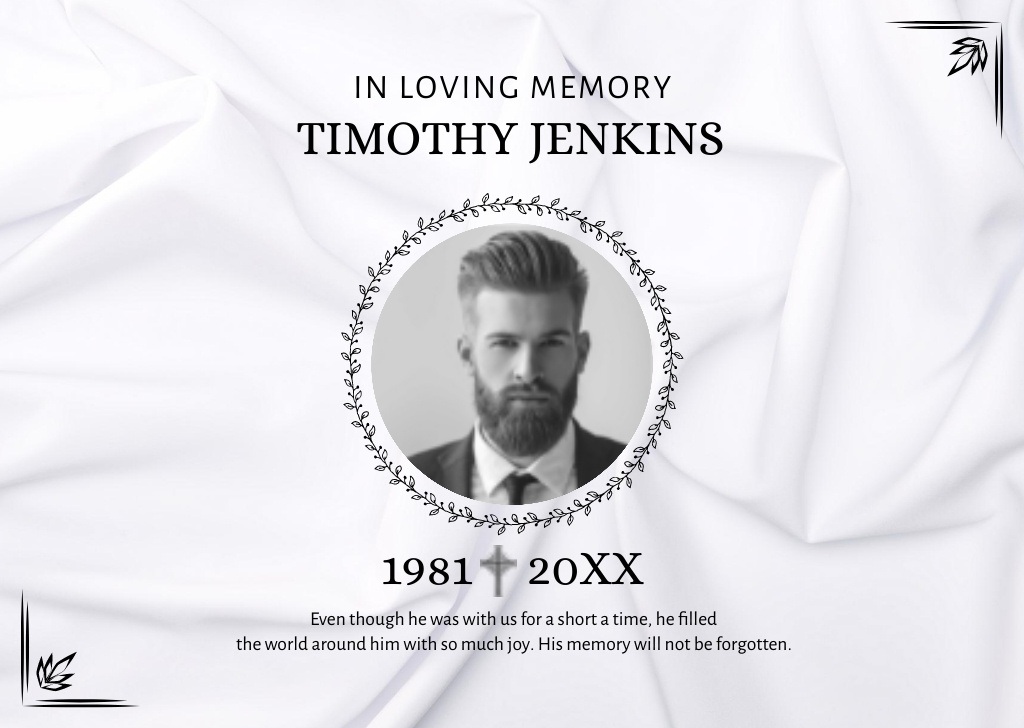 In Loving Memory Phrase for Young Man Card – шаблон для дизайна