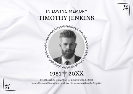 In Loving Memory Phrase for Young Man Card Design Template