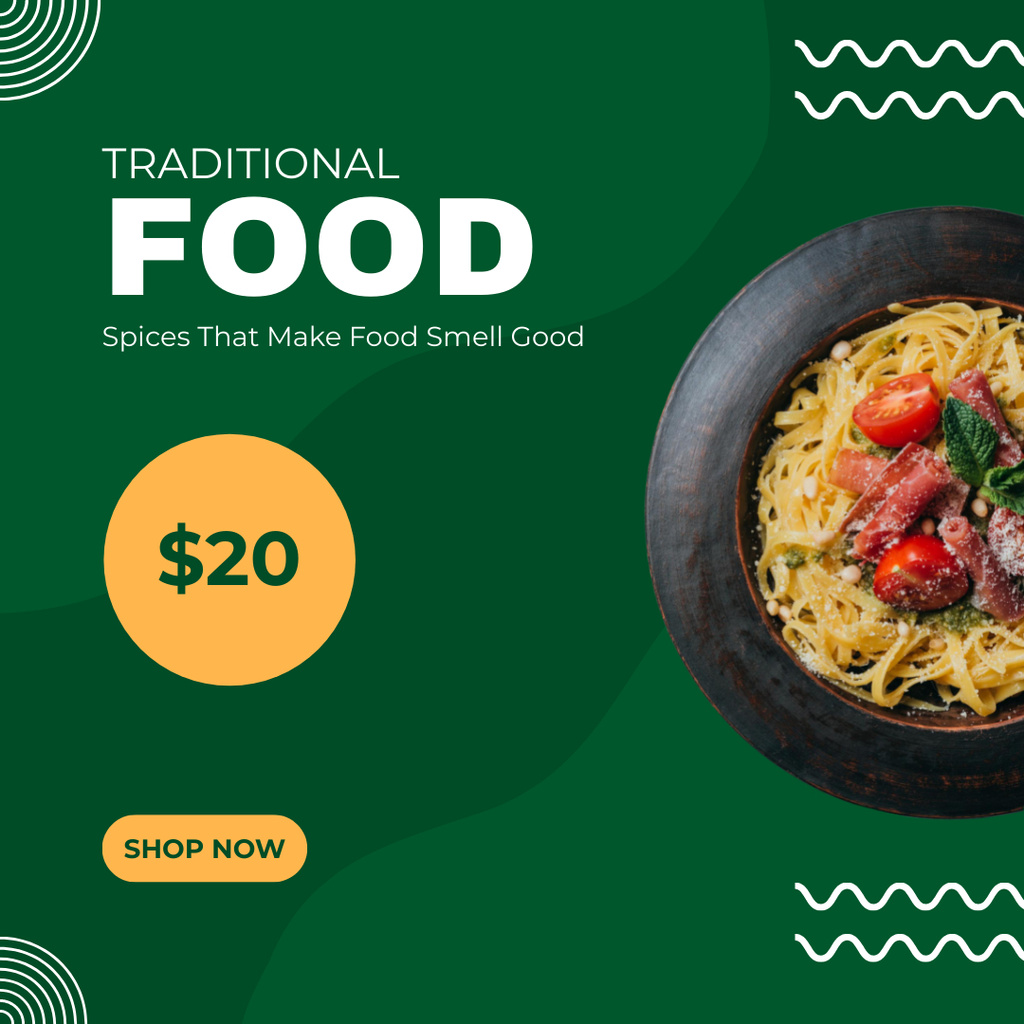 Plantilla de diseño de Spicy Traditional Meal Offer with Noodles  Instagram 
