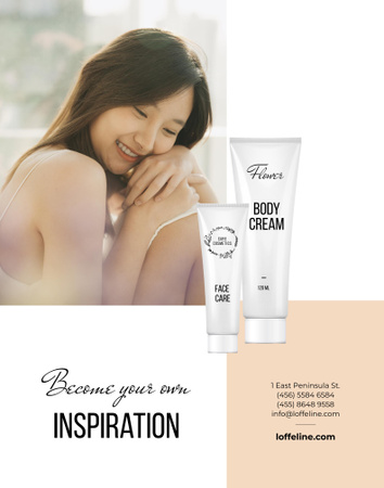 Skincare Products Ad with Young Woman Poster 22x28in Design Template