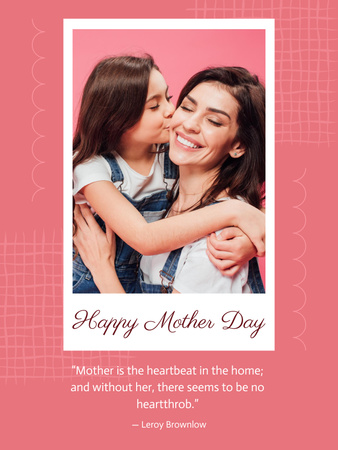 Mother's Day Holiday Greeting with Cute Mom and Daughter Poster US Design Template