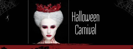 Halloween Carnival Announcement with Scary Woman Facebook cover Design Template