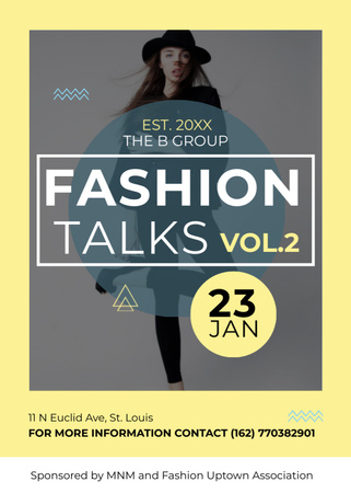 Fashion talks announcement with Stylish Woman Invitation Modelo de Design