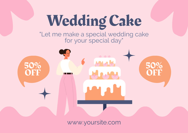 Wedding Cakes for Sale Card Design Template
