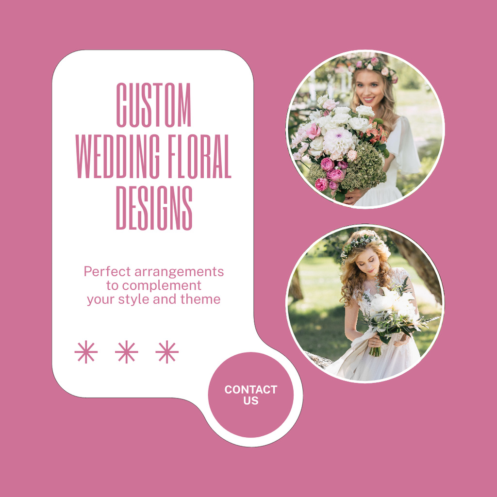 Custom Floral Designs for Perfect Weddings Instagram Modelo de Design