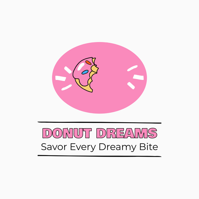 Appetizing Pink Donut for Bakery Shop Animated Logoデザインテンプレート